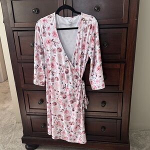 Caden Lane Pink Floral Wrap Robe